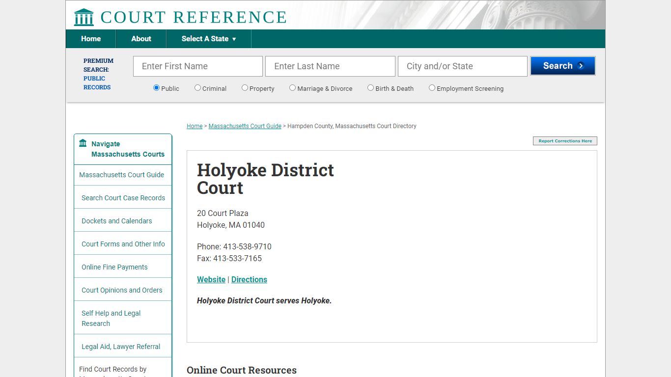 Holyoke District Court - CourtReference.com